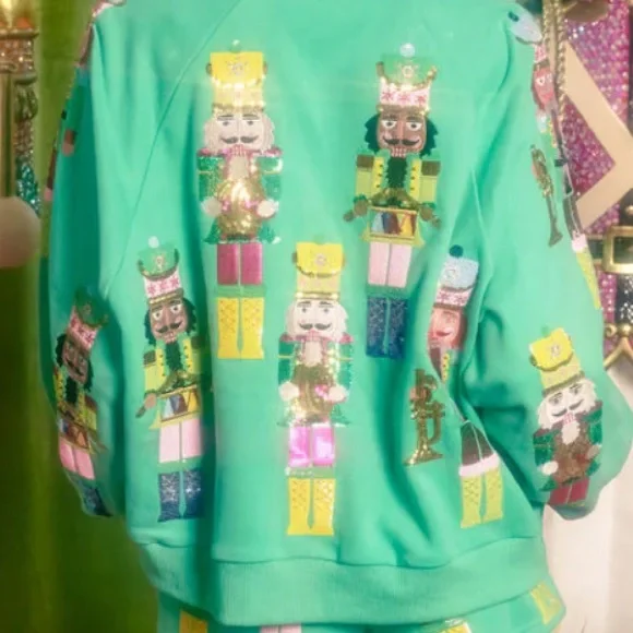 QUEEN OF SPARKLES Green Nutcracker Sweater - Picture 2 of 4